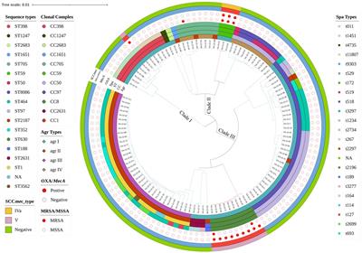 Genomic epidemiology and characterization of Staphylococcus aureus isolates from raw milk in Jiangsu, China: emerging broader host tropism strain clones ST59 and ST398